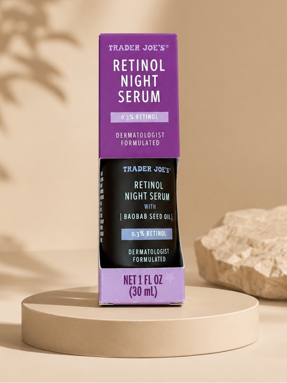 Trader Joe's Retinol Night Serum 0.3% Retinol 1 oz Baobab Seed Oil Skincare